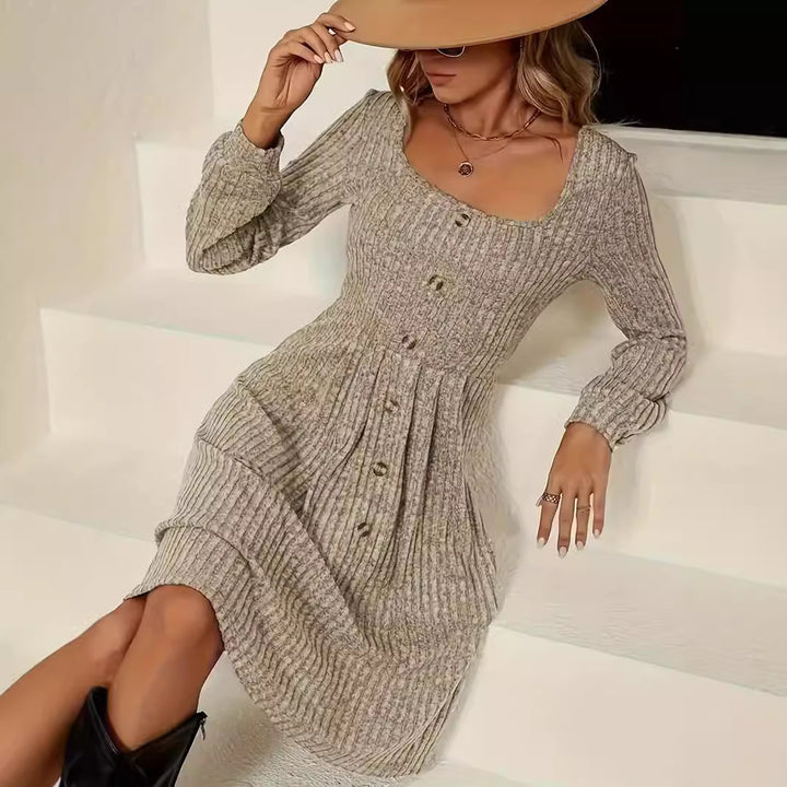 Damen Strickkleid mit Knopfleiste Drune