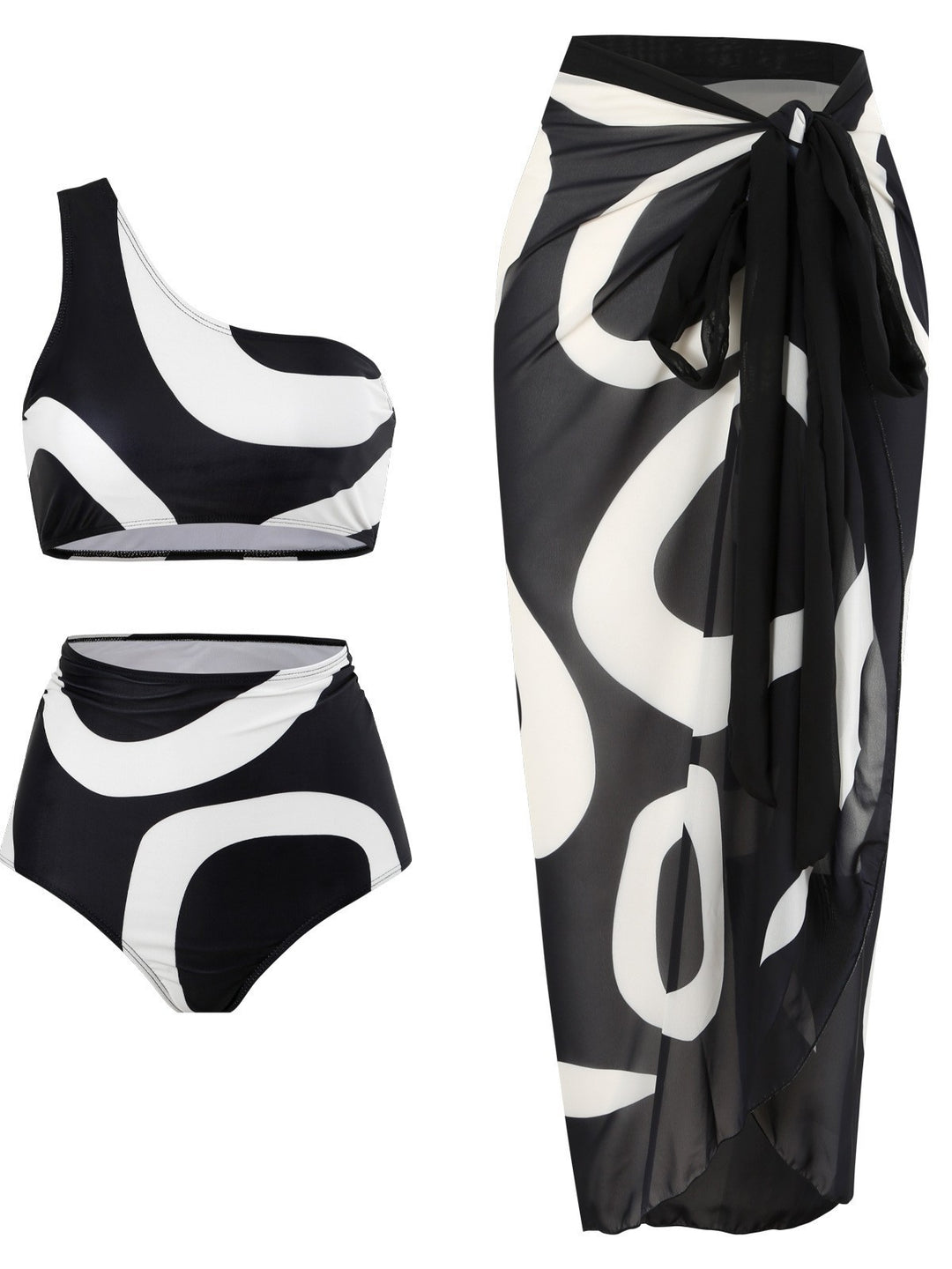 Damen Bikini-Set mit asymmetrischem Oberteil und elegantem Wickelrock Drune