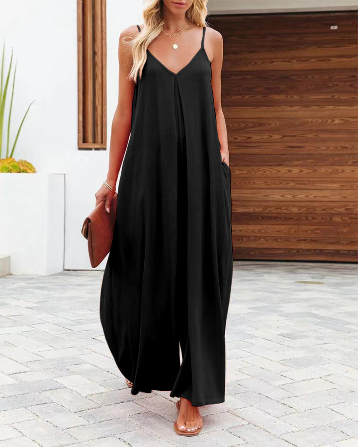 Damen Maxikleid mit schmalen Spagettiträgern und luftiger A-Linien-Silhouette Drune
