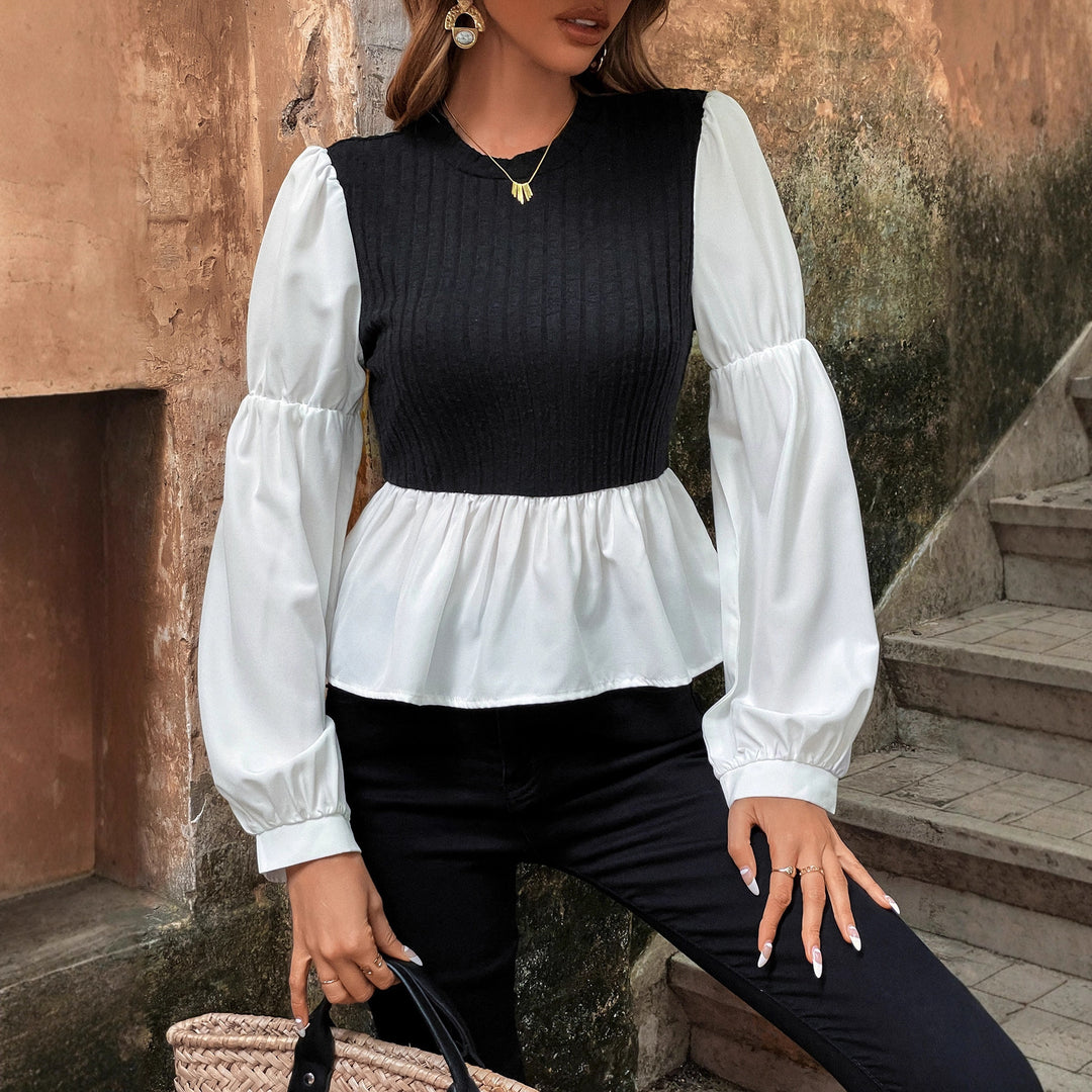 Damen Bluse mit voluminösen Puffärmeln und strukturiertem Oberteil Drune