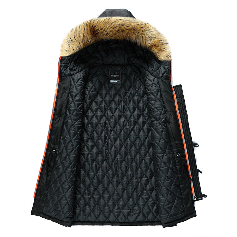 Herren  isolierter Parka mit Kapuze aus Kunstfell und wattierter Thermofütterung Drune