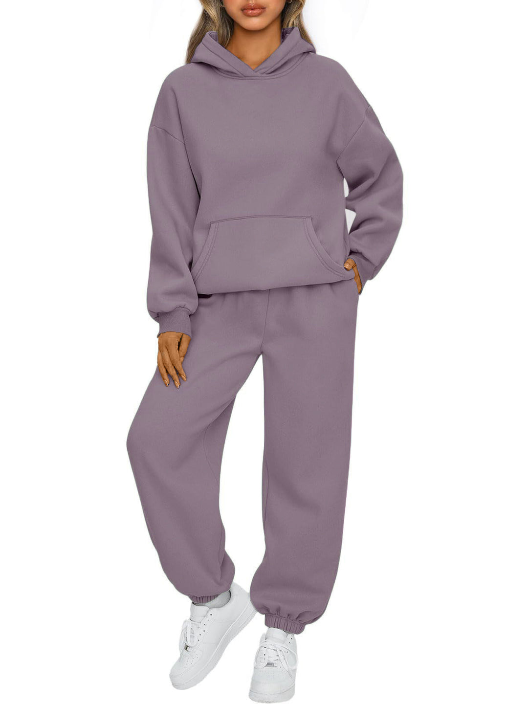 Damen nan kuscheliges oversized Hoodie und Jogginghose Lounge Set aus Baumwollmischung Drune