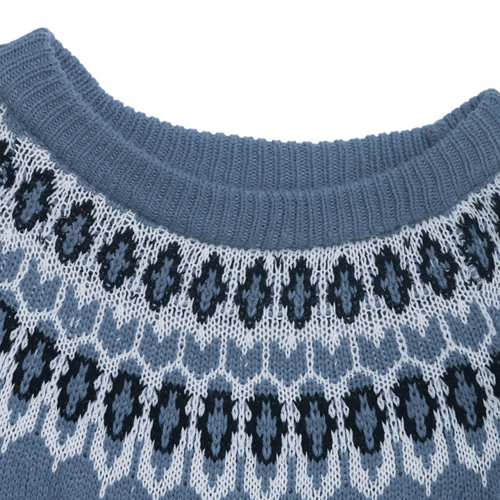 Damen Strickpullover mit skandinavischem Muster und großzügigem Schnitt Drune