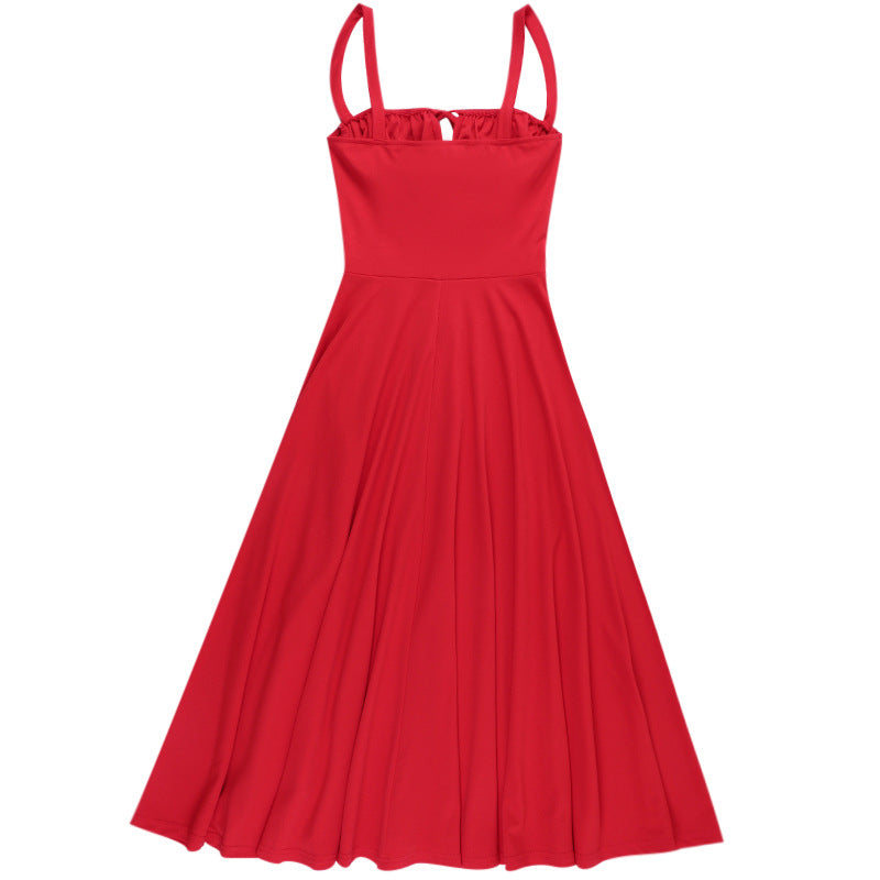 Damen Elegantes Maxikleid mit gerafftem Oberteil und ausgestelltem Rock Drune