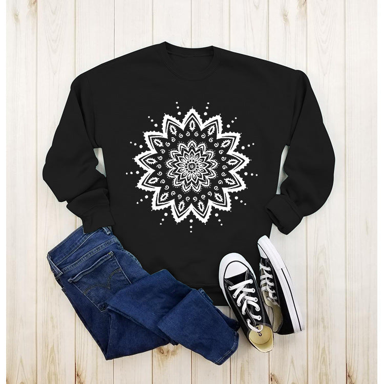 Damen Sweatshirt mit kreativem Mandala-Design und lässigem Schnitt Drune