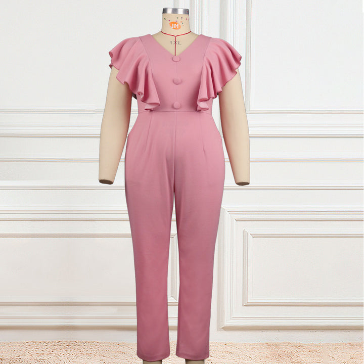 Damen Eleganter Jumpsuit mit voluminösen Rüschendetails Drune