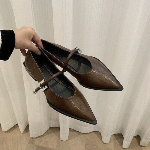 Damen elegante Ballerinas mit zeitgemäßem Riemchen und spitzem Design Drune
