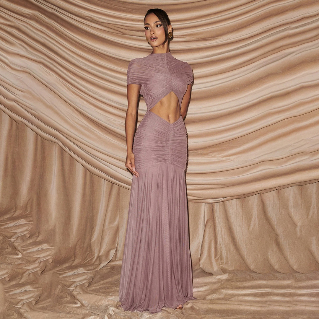 Damen Elegantes Maxi-Kleid mit Cut-Out und Raffungen Drune