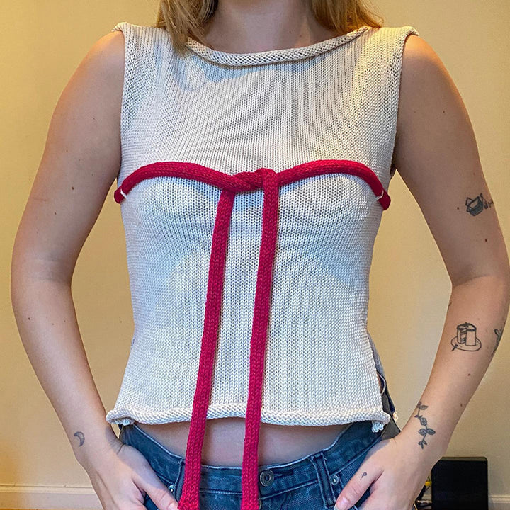 Damen Strickoberteil mit raffinierten Knoten- und Schleifendetails Drune