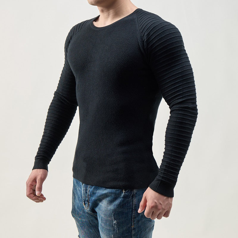 Herren moderner Langarmpullover mit strukturiertem Design und ribbeliertem Ärmel Drune