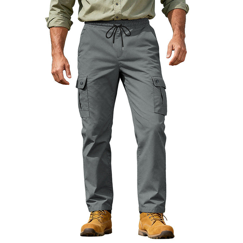 Herren nan robuste Outdoor-Cargohose mit elastischem Tunnelzugbund und aufgesetzten Klappentaschen Drune