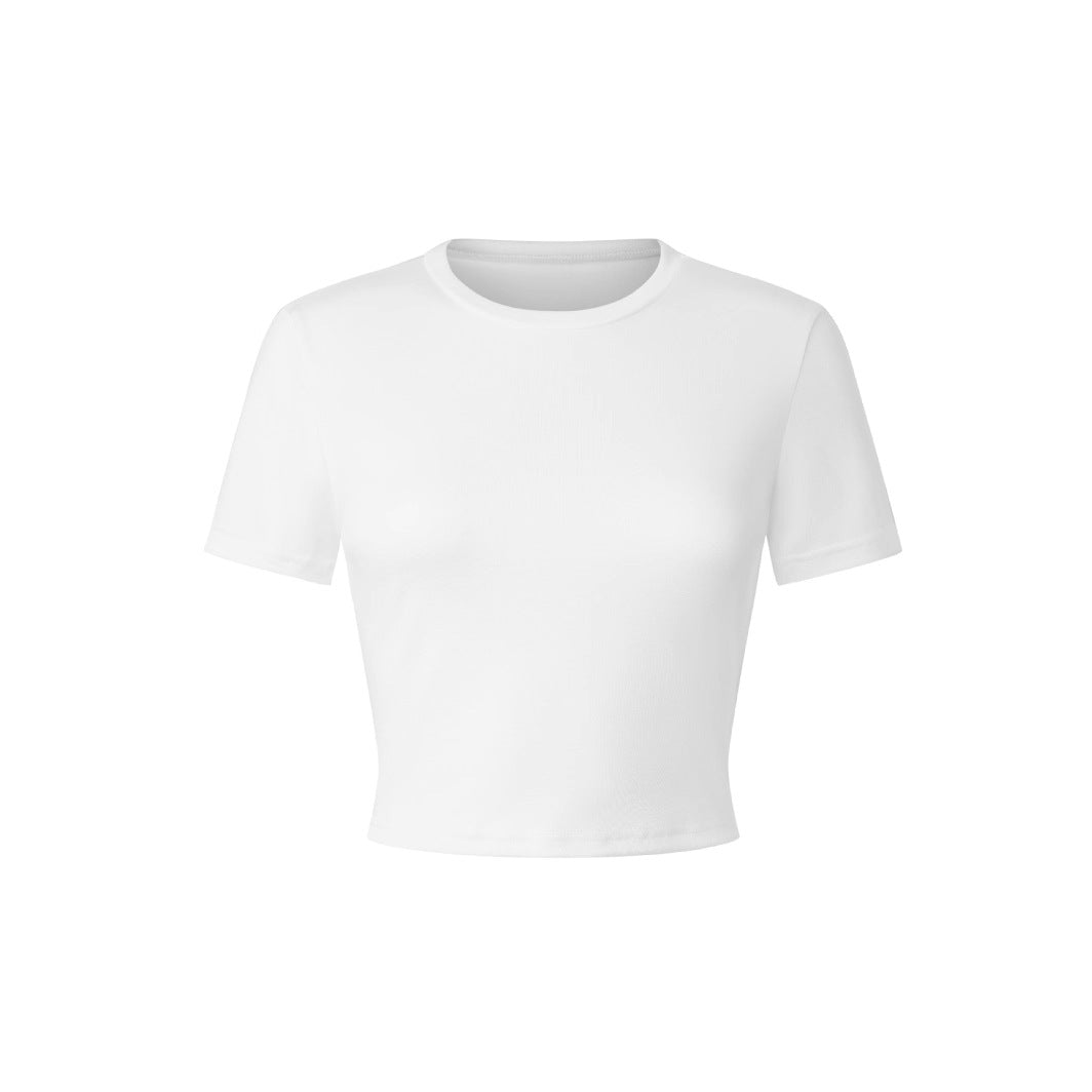 Damen Crop-T-Shirt mit kreativem Schriftzug und Schleifendetail Drune