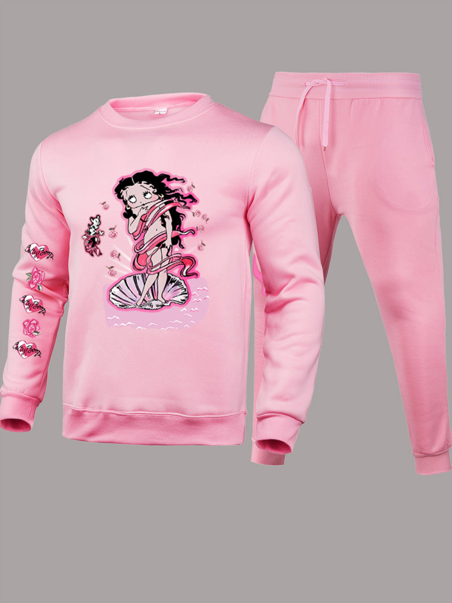 Damen Sweatanzug mit verspieltem Cartoon-Design Drune