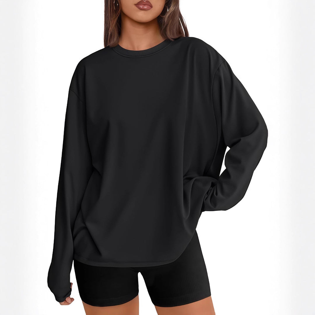 Damen Lässiges Sweatshirt mit übergroßen Ärmeln und Rundhalsausschnitt Drune