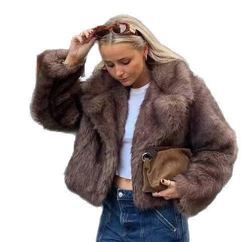 Damen Fabelhafte Kunstpelzjacke mit breiten Ärmeln Drune