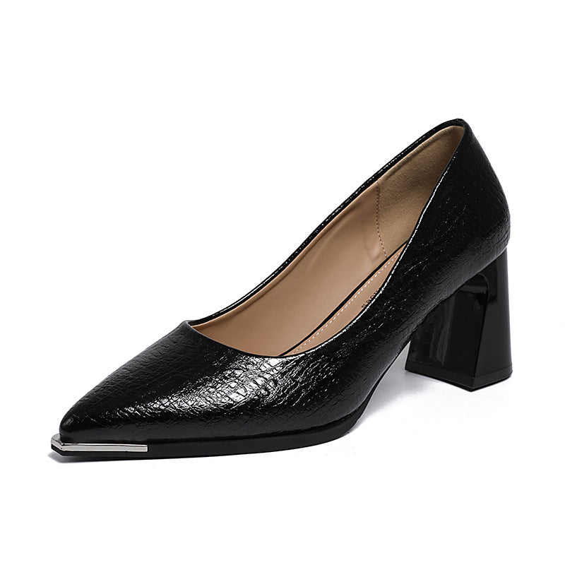 Damen Elegante spitze Pumps mit modischem Blockabsatz Drune