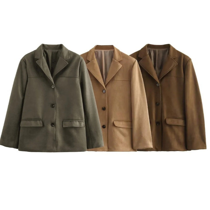 Damen Hochwertige Blazerjacke aus strukturiertem Material Drune
