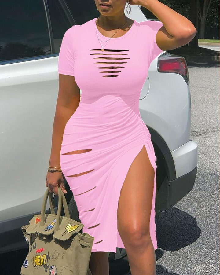 Damen Figurumspielendes Mini-Kleid mit Cut-Outs und seitlichen Schlitzen Drune