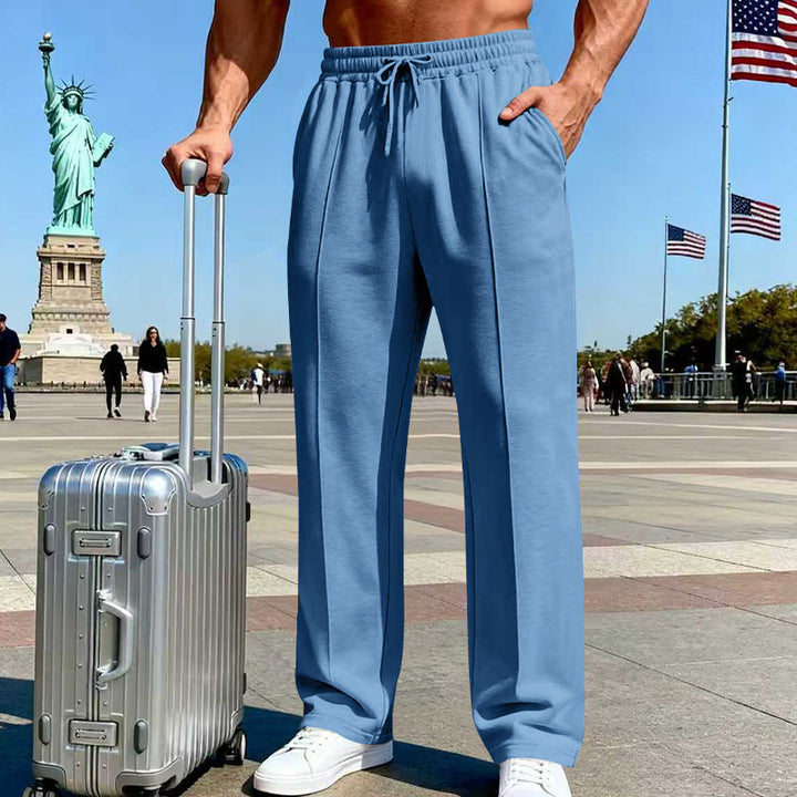 Herren nan weite Relax-Jogginghose mit Bügelfalte, elastischem Tunnelzugbund und seitlichen Eingrifftaschen Drune