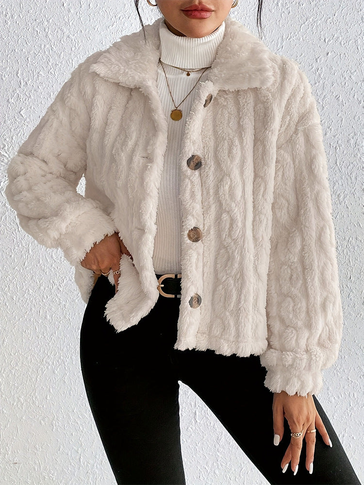 Damen Plüsch-Steppjacke mit hohem Kragen Drune