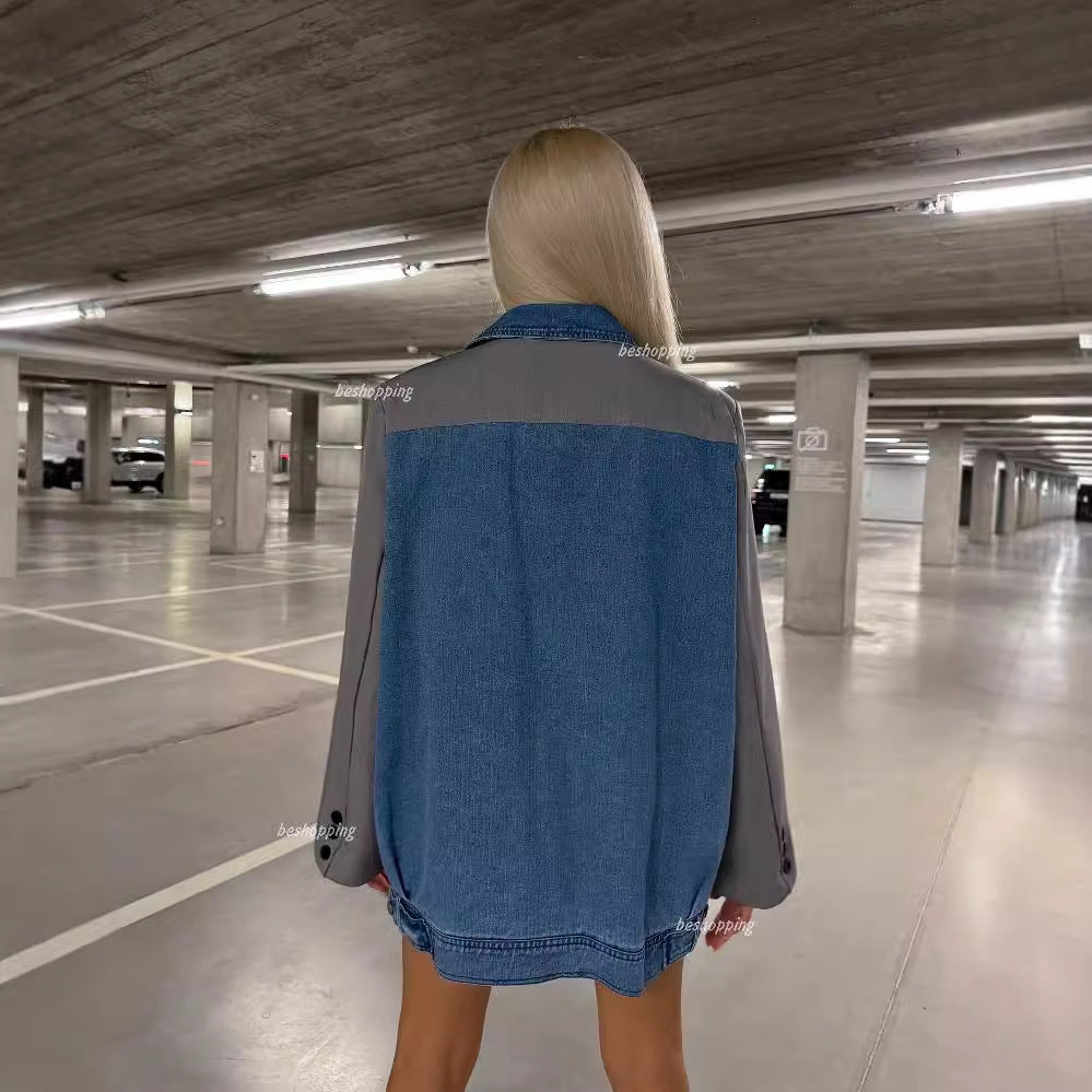 Damen modische Blazerjacke mit innovativem Denim-Design und eleganten Details Drune