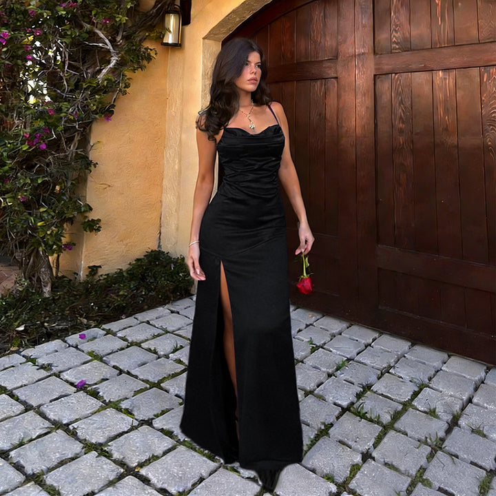 Damen Elegantes Abendkleid mit seitlichem Schlitz und gerafftem Design Drune
