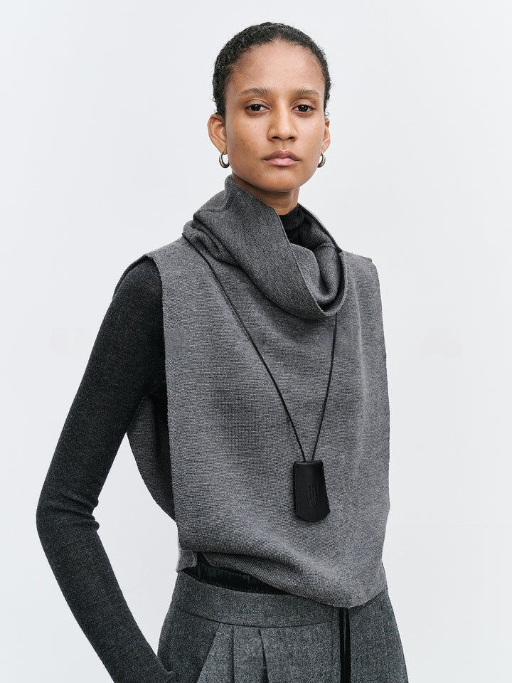 Damen lässige Strickweste mit hochgeschlagenem Kragen Drune