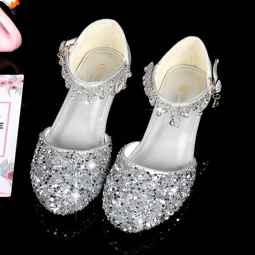 Mädchen Glitzernde Ballerina-Sandalen mit hohen Absatz und Anhänger Drune