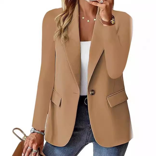 Damen Eleganter Business-Blazer mit tailliertem Schnitt und Struktur Drune