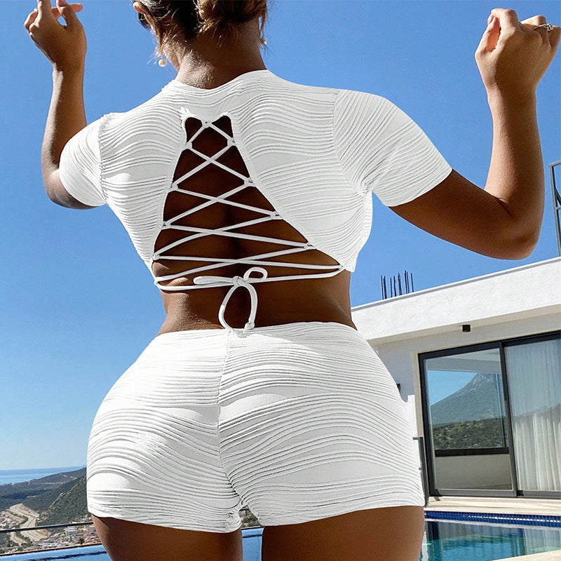 Damen Crop-Top und Shorts Set Drune