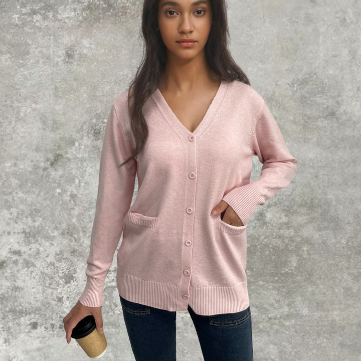 Damen Strickjacke mit feinem Rippenmuster und praktischen Taschen Drune