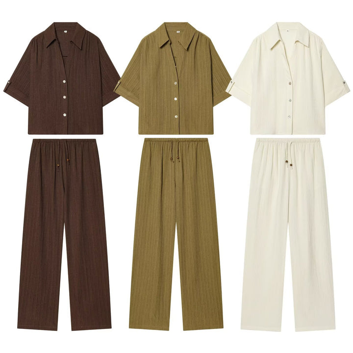 Damen lässige Bluse mit strukturiertem Gewebe und überschnittenen Schultern Drune