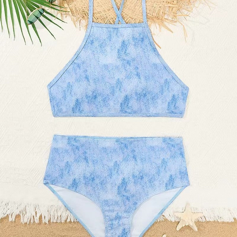 Damen Hochgeschnittener Bikini mit kreativem Muster Drune