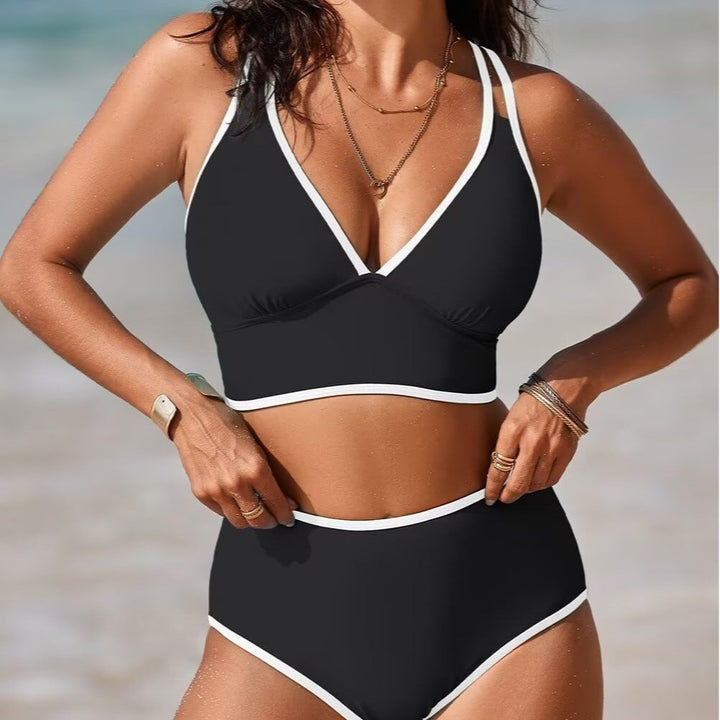 Damen Bikini-Set mit elegantem Hochgeschnittenen Höschen und verstellbaren Trägern Drune