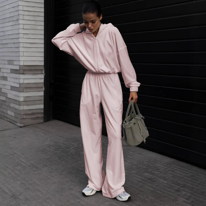 Damen lässiger Jumpsuit mit Kapuze und weitem Schnitt Drune