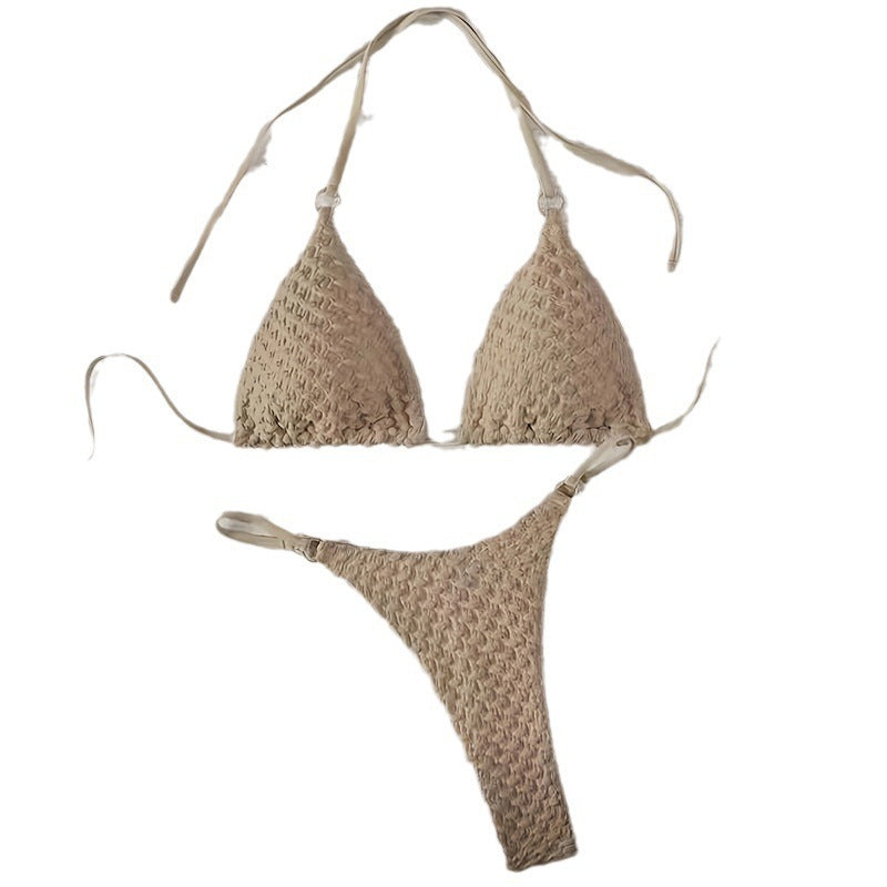 Damen Triangel-Bikini mit geflochtenem Design und verstellbaren Trägern Drune
