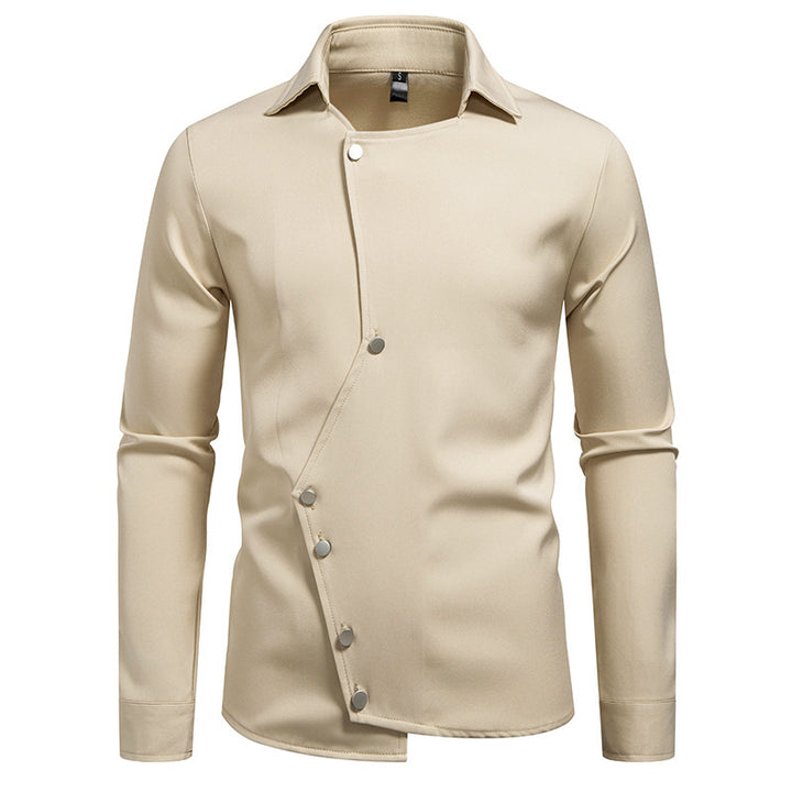 Herren Hemd mit asymmetrischem Knopfdesign und modernem Kragen Drune