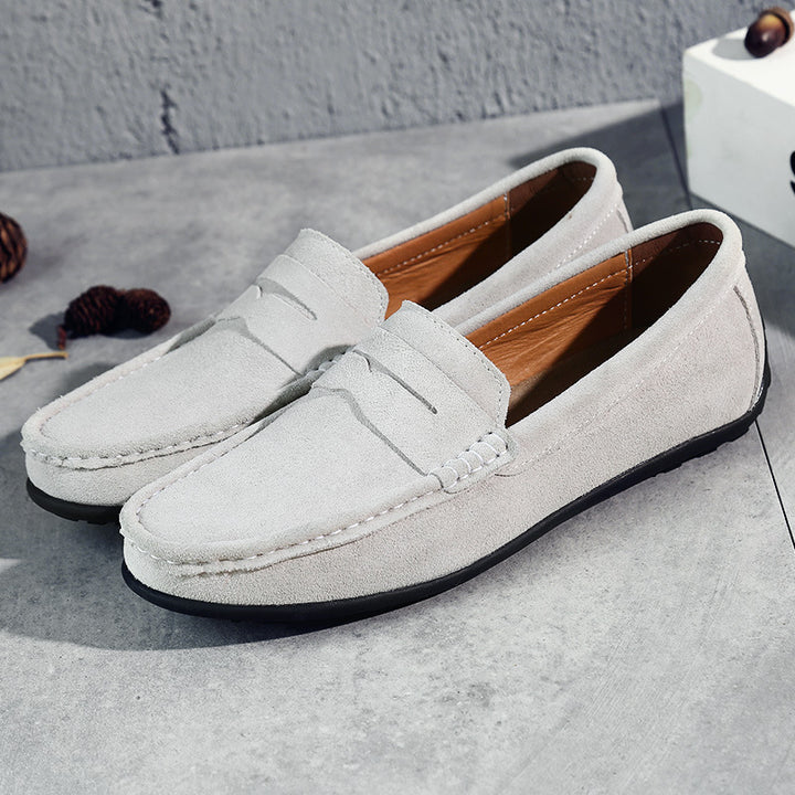 Herren nan eleganter Wildleder-Loafer mit handgenähter Moccasinnaht und rutschfester Gummiprofilsohle Drune
