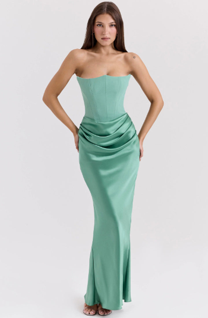 Drune | Strapless Pink Satin Ballkleid