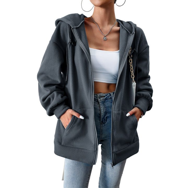 Damen Fleecejacke mit praktischen Taschen und verstellbarem Kapuzenzug Drune