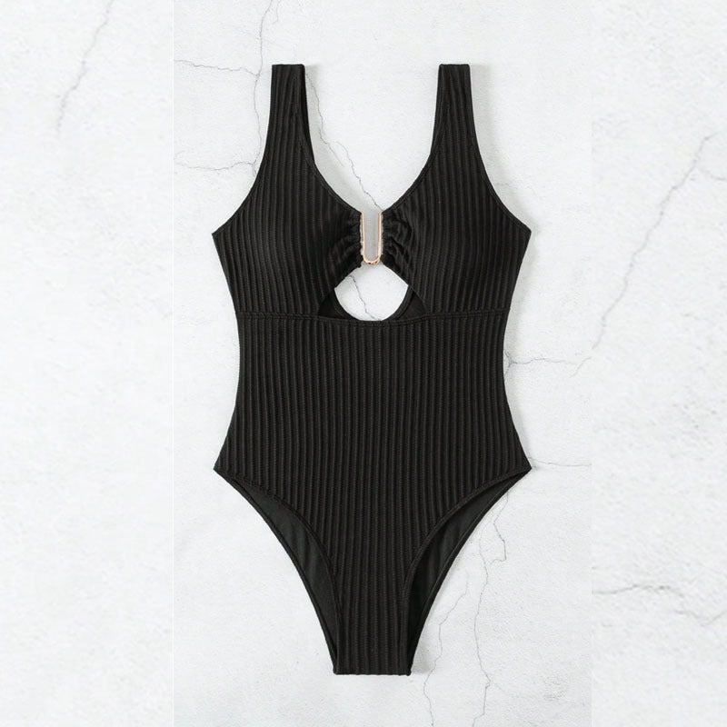 Damen Cut-Out Badeanzug mit elegantem Rippendesign Drune