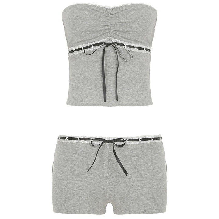 Damen Schlaf-Set mit elegantem Spitzendetail und floralem Muster Drune