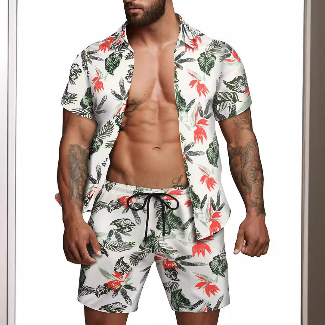 Herren kurzärmliges Hemd und Badeshorts Set Drune