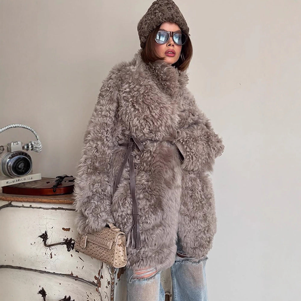 Damen Kuschelige Kunstfelljacke Drune