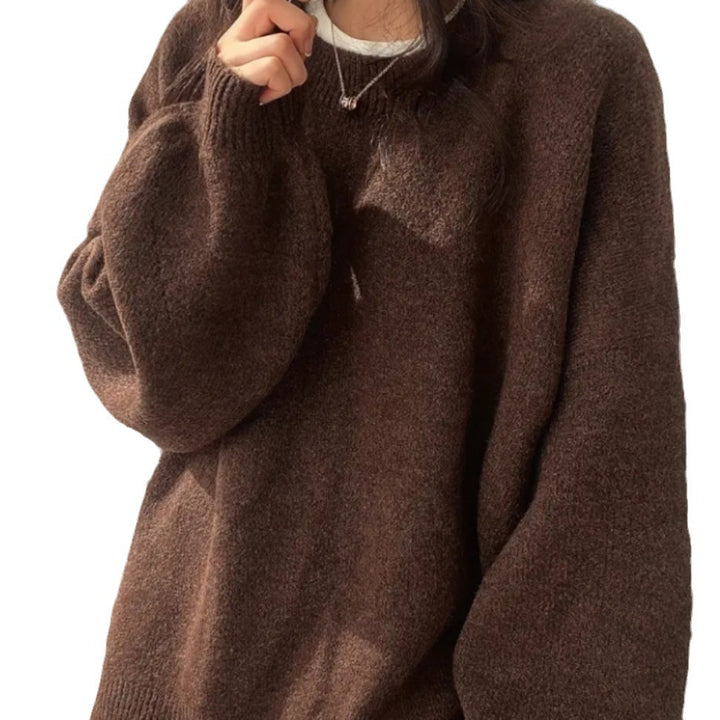 Damen Oversized Strickpullover mit weichem Fleece-Material und modernen Schnittelementen Drune