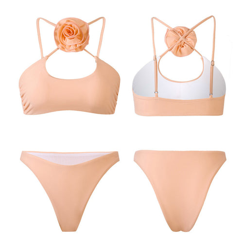 Damen Bikini-Set mit floralem Detail und hohem Beinausschnitt Drune