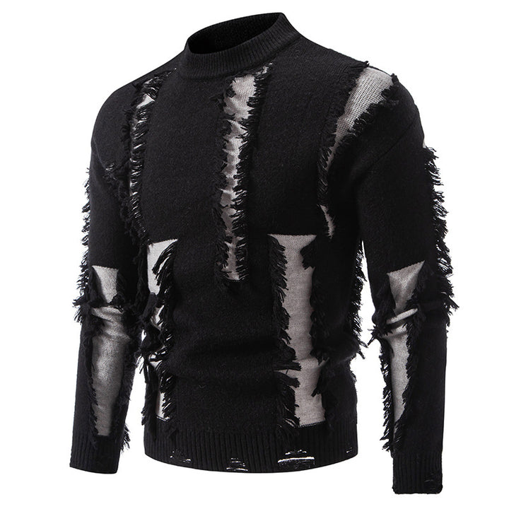 Herren moderner Strickpullover mit trendigen Fransen und einzigartigem Design Drune