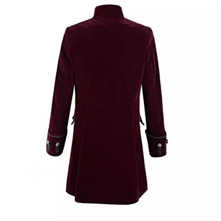 Damen eleganter Samtmantel mit dekorativen Knöpfen Drune