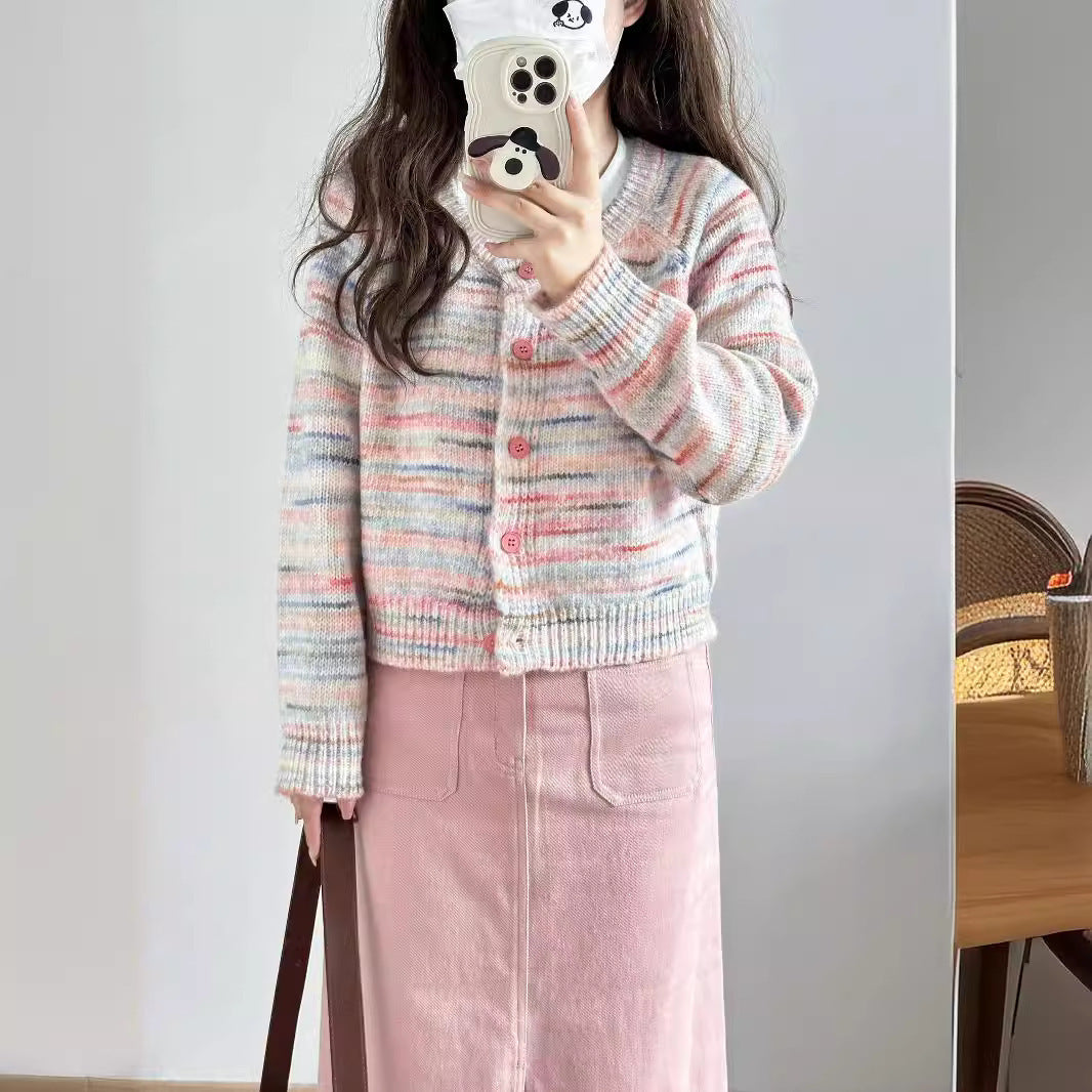 Damen Strickjacke mit buntem Muster und zarten Knöpfen Drune