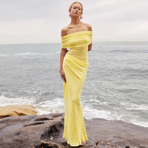Damen Elegantes Wickelkleid mit Off-Shoulder Design und Drapierungseffekt Drune